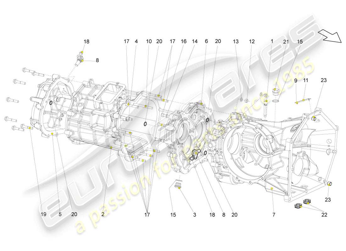 lamborghini gallardo coupe (2004) gear housing part diagram