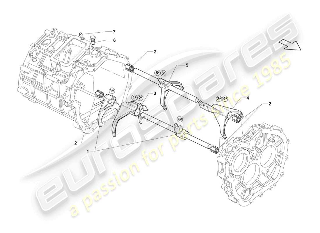 lamborghini gallardo spyder (2006) selector shaft with selec.fork part diagram