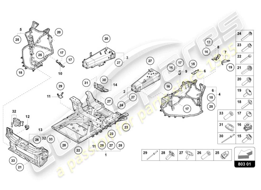 lamborghini revuelto coupe (2024) front frame part diagram