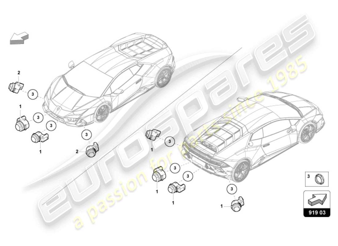 lamborghini tecnica (2024) parking aid part diagram