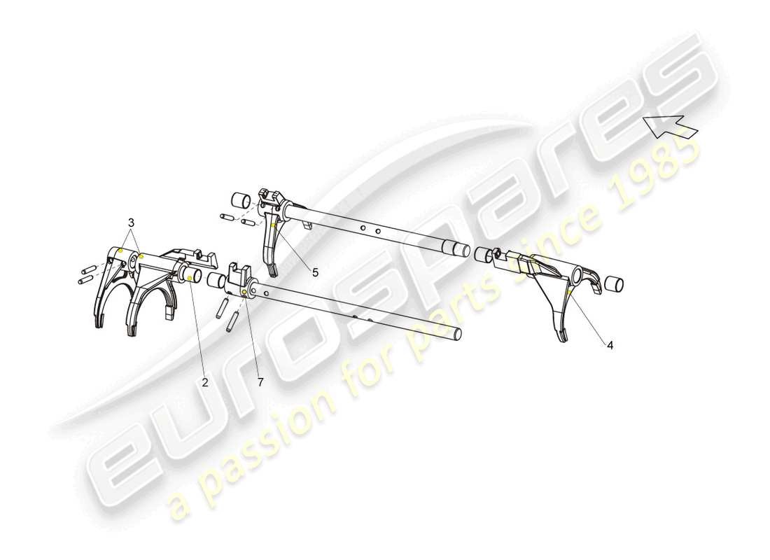 lamborghini gallardo coupe (2004) selector shaft with selec.fork part diagram