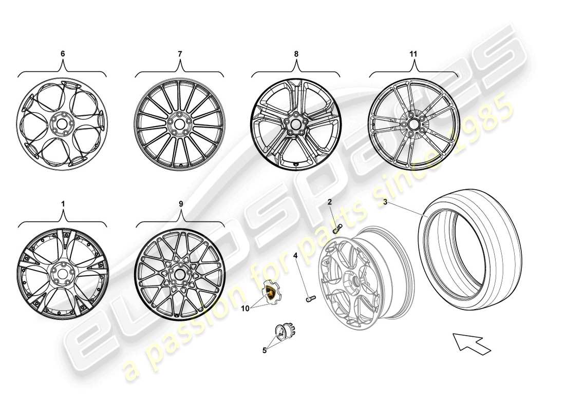 lamborghini blancpain sts (2013) aluminium rim front part diagram