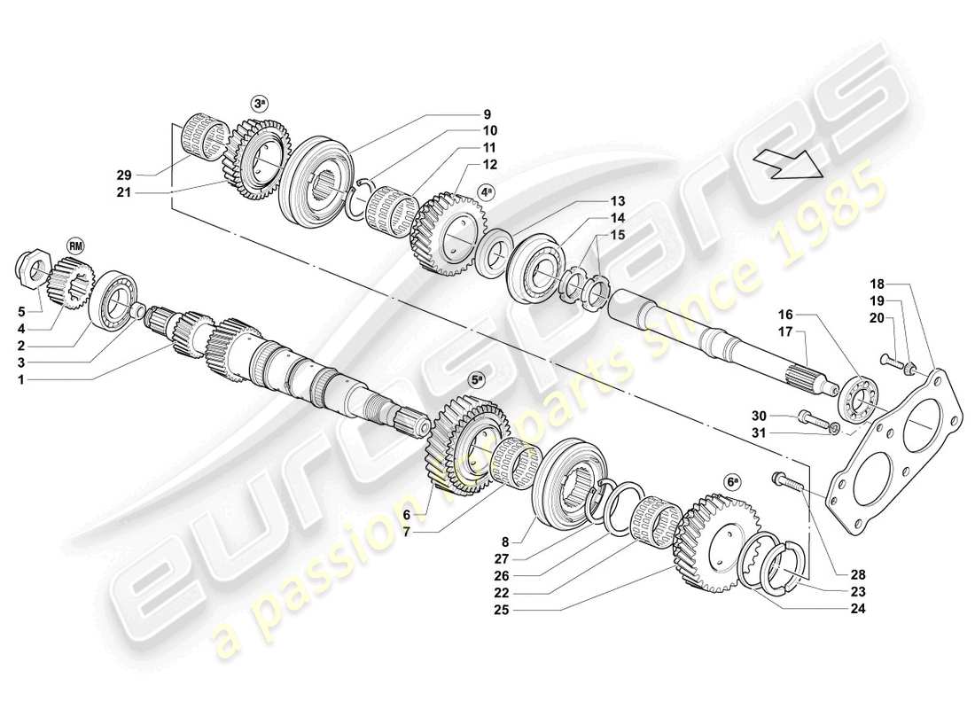 lamborghini lp550-2 spyder (2011) input shaft part diagram