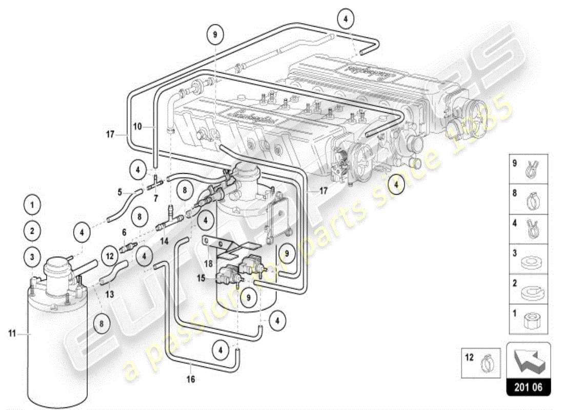 lamborghini diablo vt (1998) activated carbon filter system part diagram