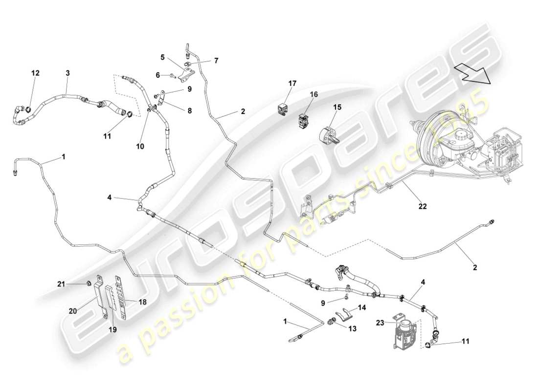 lamborghini lp550-2 spyder (2011) brake pipe part diagram