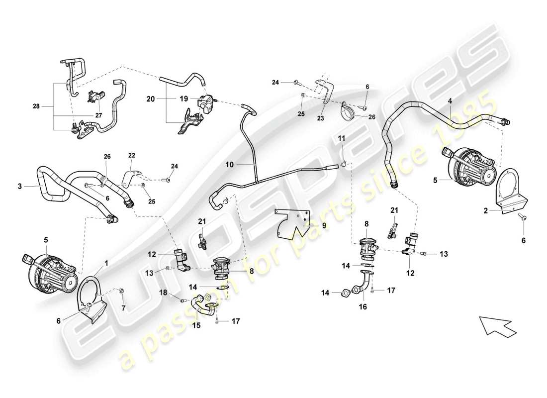 lamborghini lp550-2 spyder (2011) secondary air pump part diagram