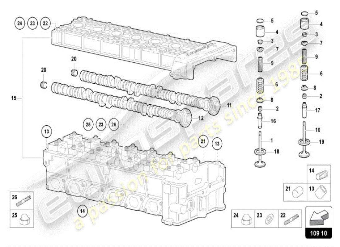 lamborghini diablo vt (1999) right head camshaft part diagram