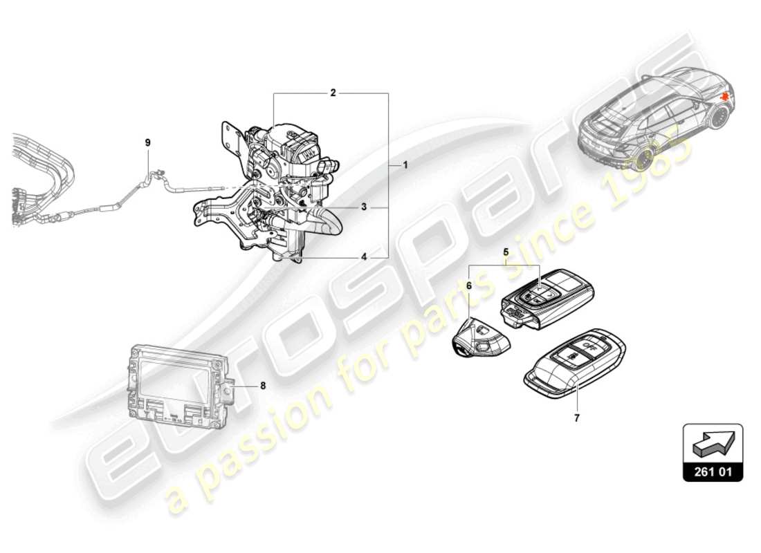 lamborghini urus (2020) auxiliary heater for coolant circuit part diagram