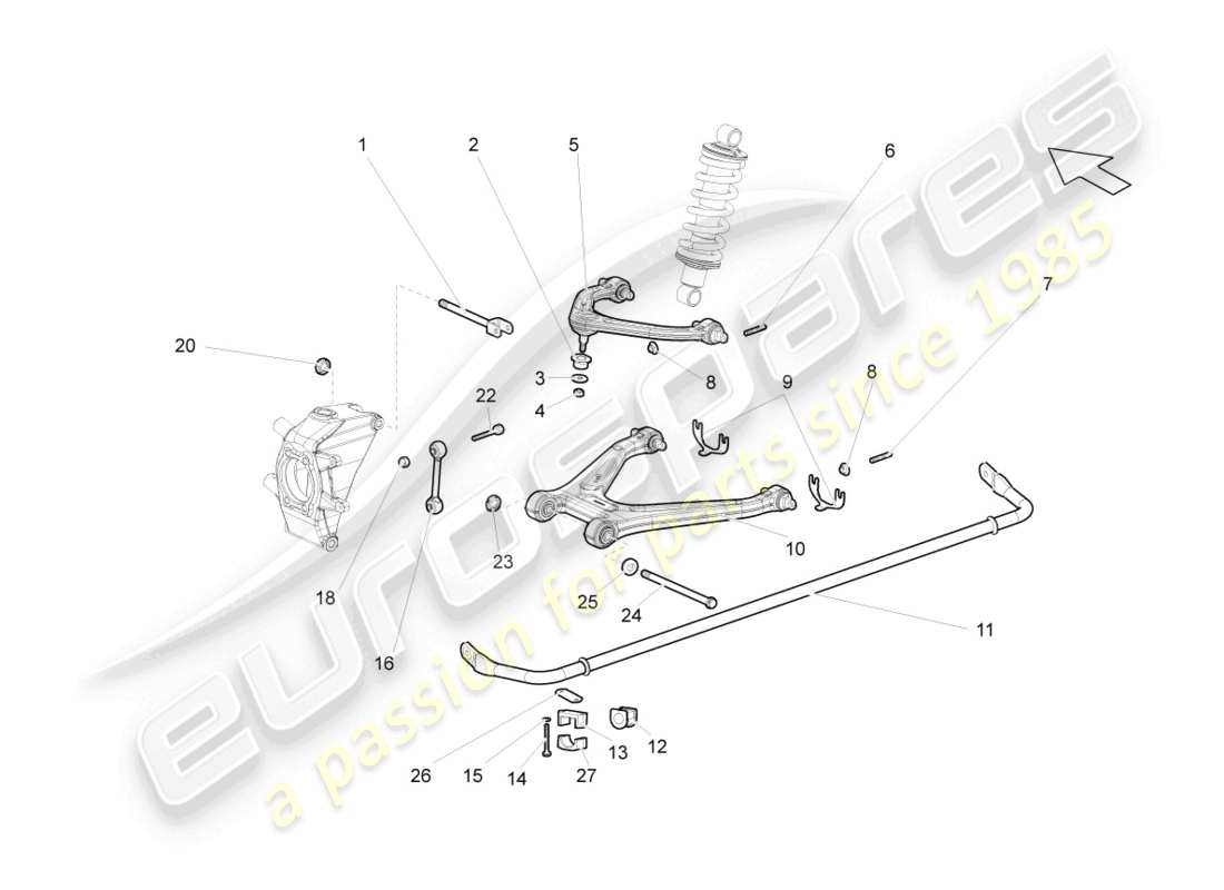 lamborghini gallardo spyder (2007) rear axle part diagram