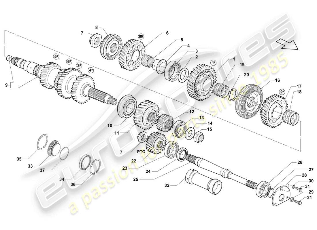 lamborghini lp550-2 spyder (2011) output shaft part diagram