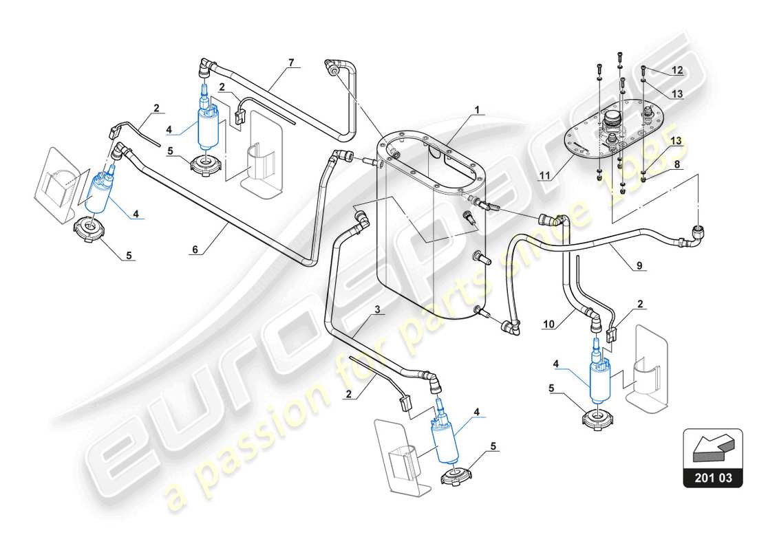 lamborghini gt3 evo (2018) fuel hoses part diagram