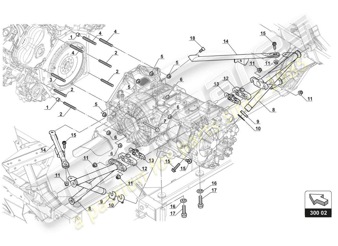 lamborghini gt3 evo (2018) gearbox fixation part diagram