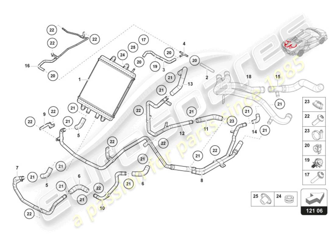 lamborghini revuelto coupe (2024) coolant cooling system water system part diagram