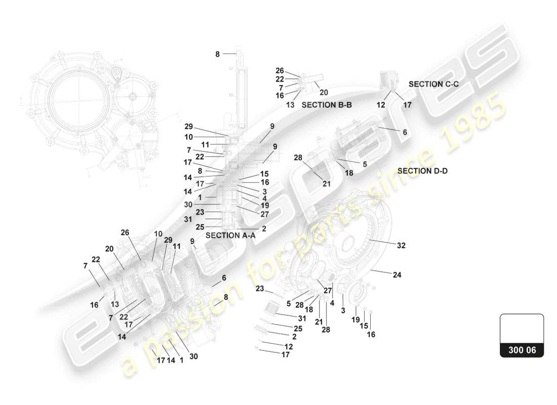 lamborghini super trofeo evo 2 (2022) assembly, left hand side cover part diagram