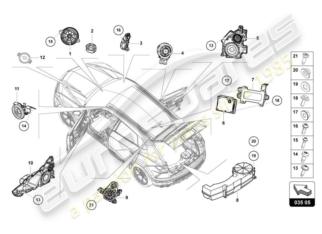 lamborghini urus (2022) electrical parts for audio system parts diagram