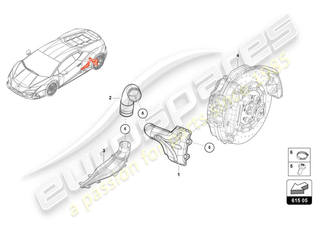 lamborghini tecnica (2024) air duct for brake cooling part diagram