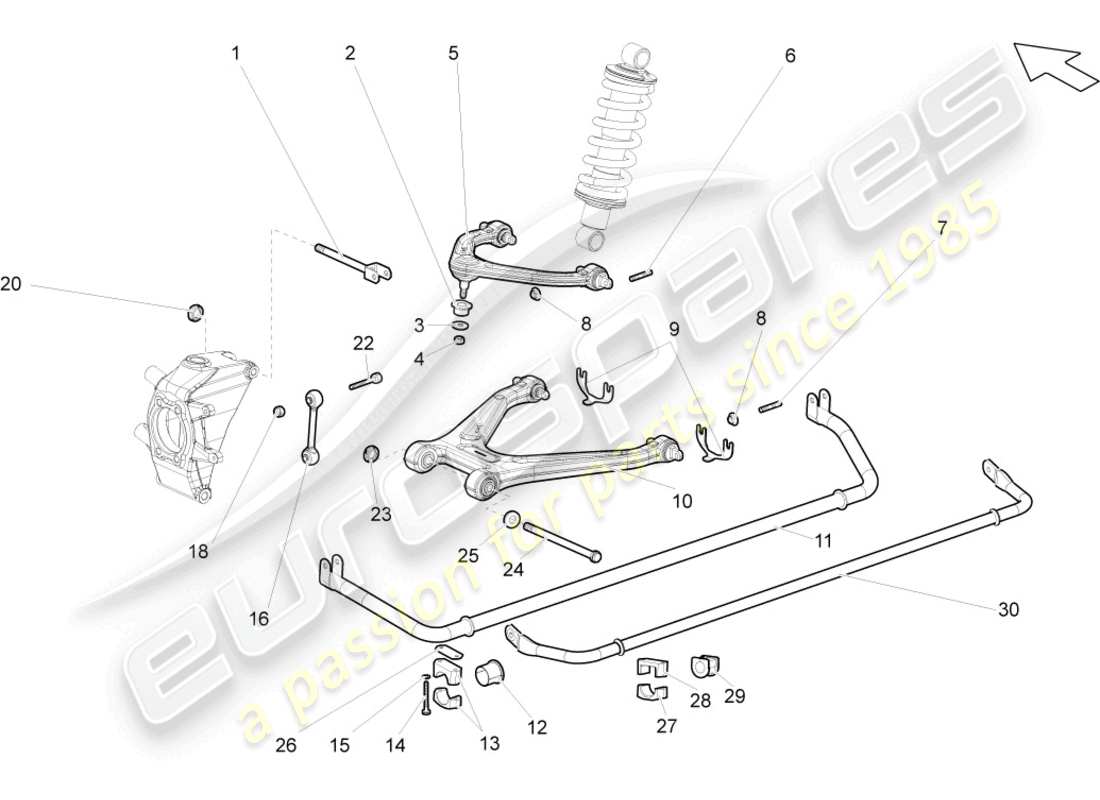 lamborghini gallardo coupe (2004) rear axle part diagram