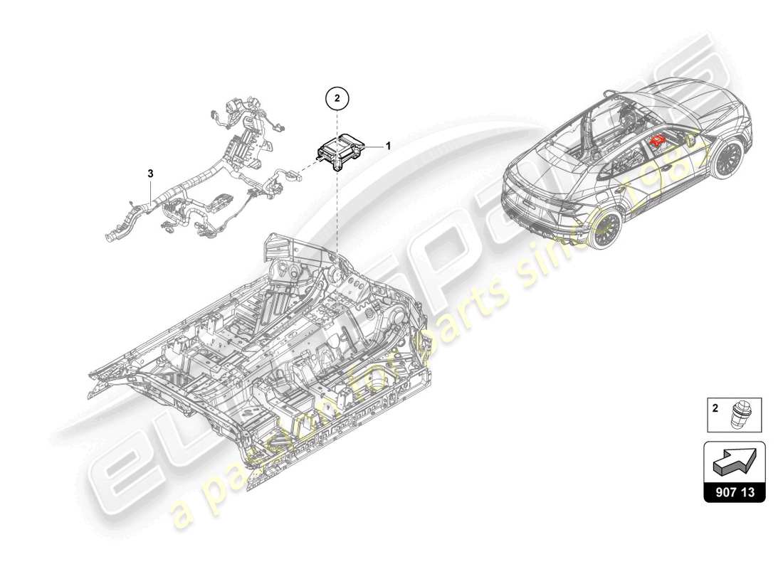 lamborghini urus (2022) control unit for chassis part diagram