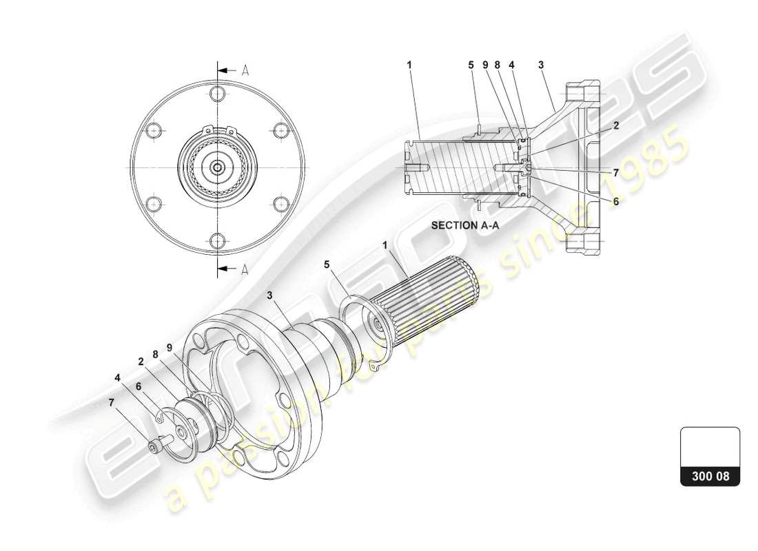 lamborghini super trofeo evo 2 (2022) lh output flange assembly part diagram