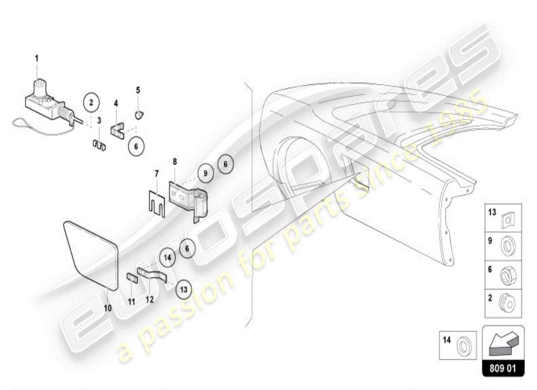 lamborghini diablo vt (1997) fuel filler flap part diagram