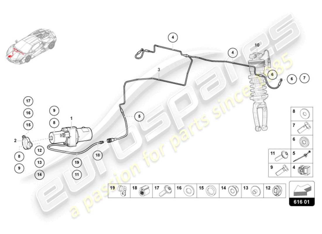 lamborghini revuelto coupe (2024) lifting device part diagram