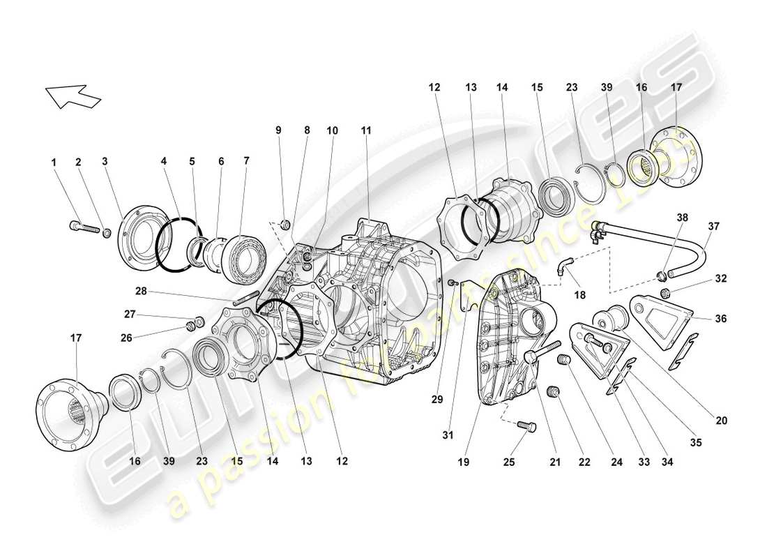 lamborghini lp640 roadster (2008) housing for differential part diagram