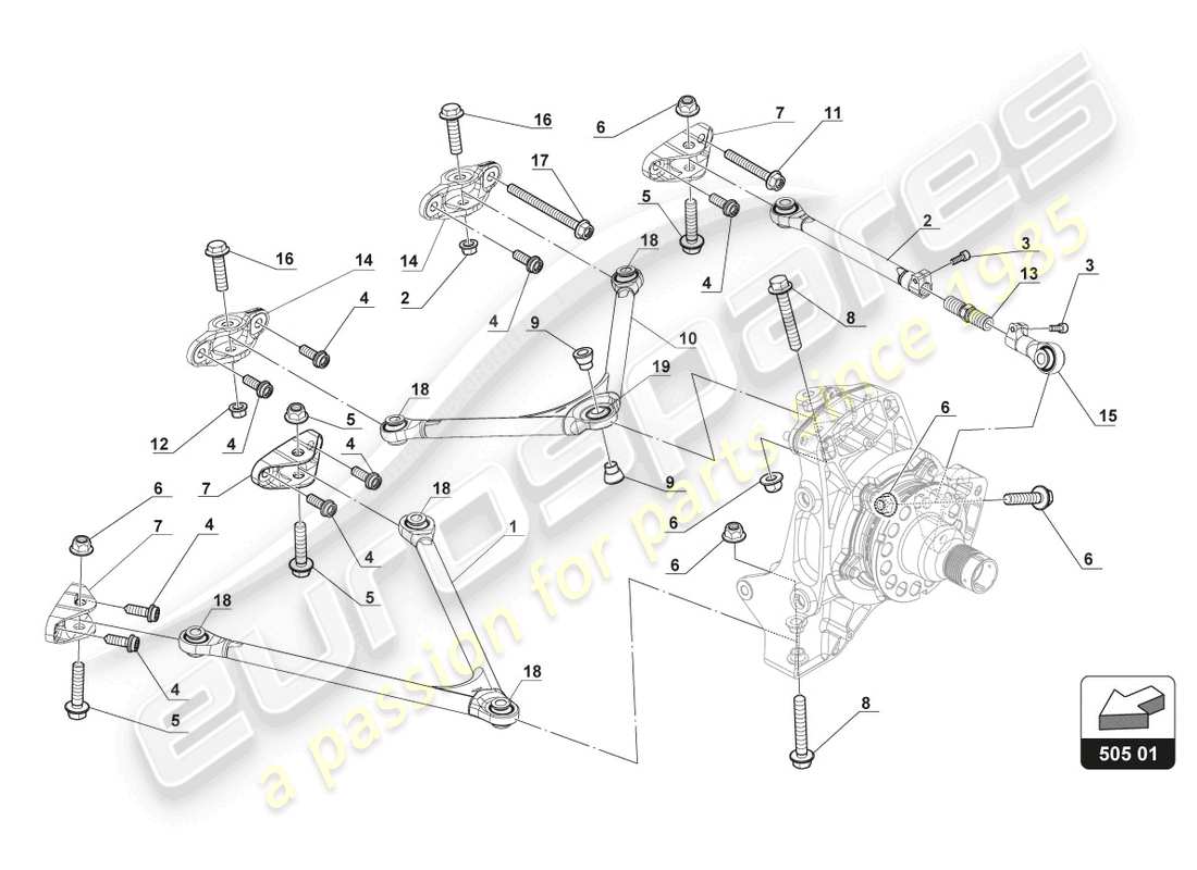 lamborghini gt3 (2017) rear suspension arms part diagram