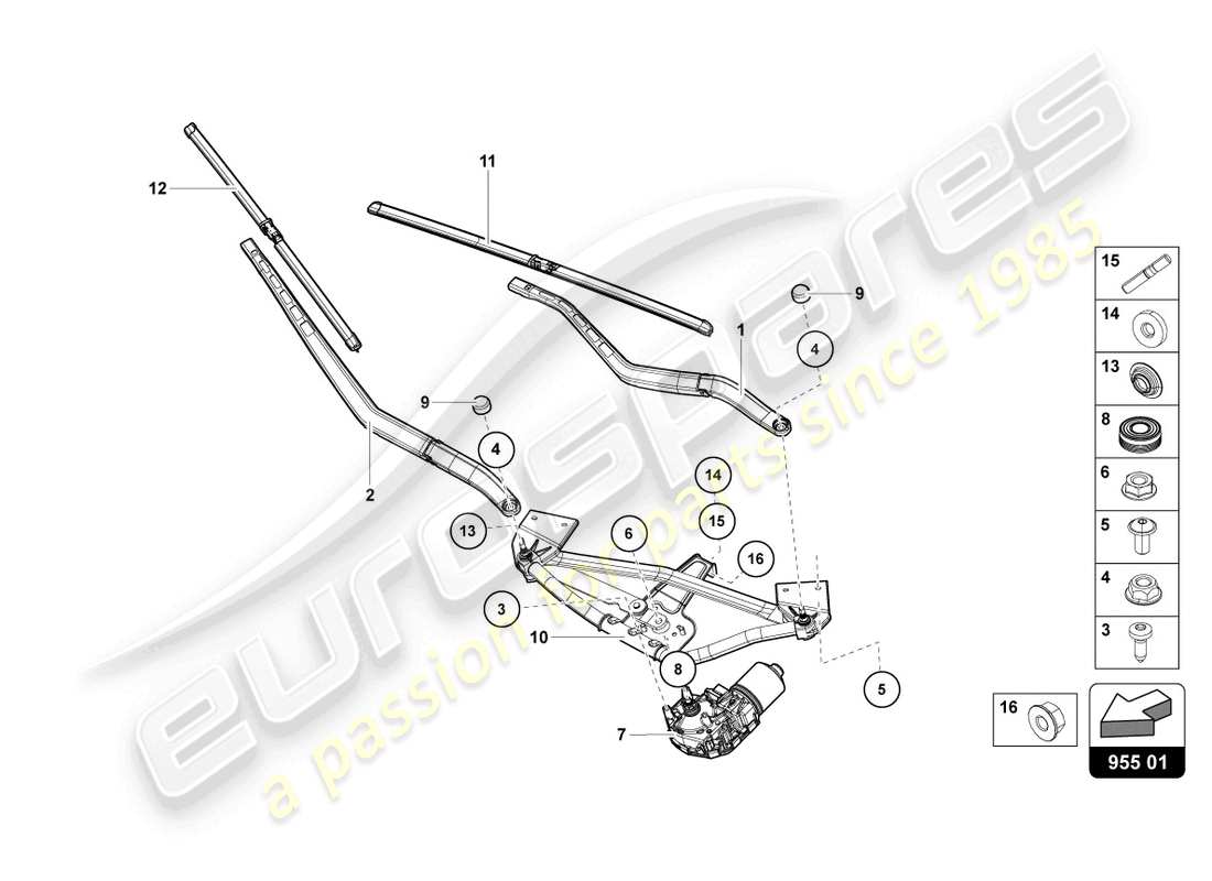 lamborghini ultimae (2022) windshield wiper part diagram