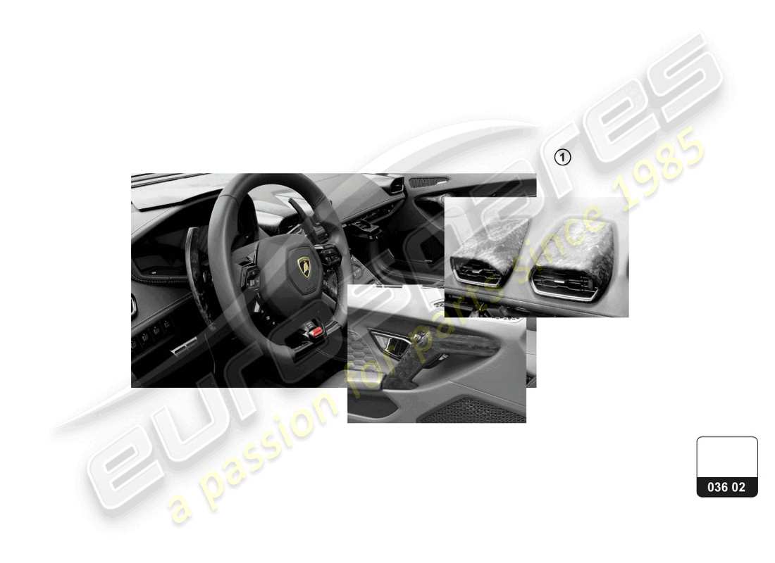 lamborghini huracan sterrato (accessories) interior decor 'forged' part diagram