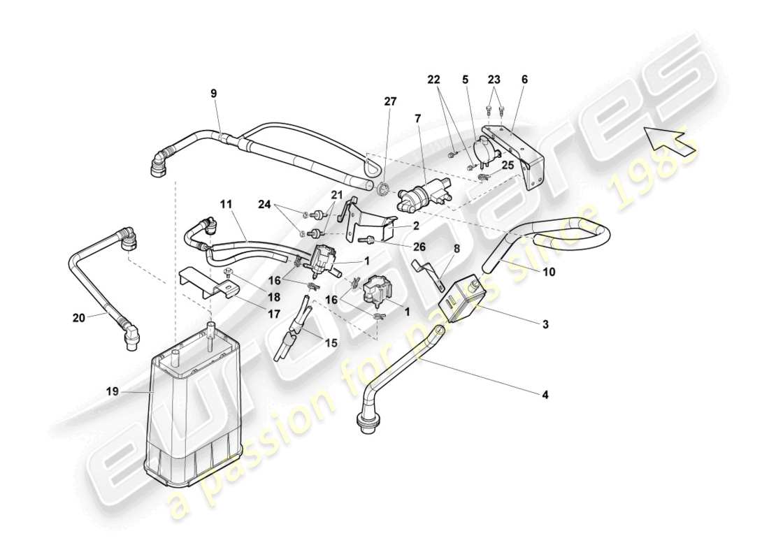 lamborghini gallardo spyder (2006) activated carbon filter system part diagram