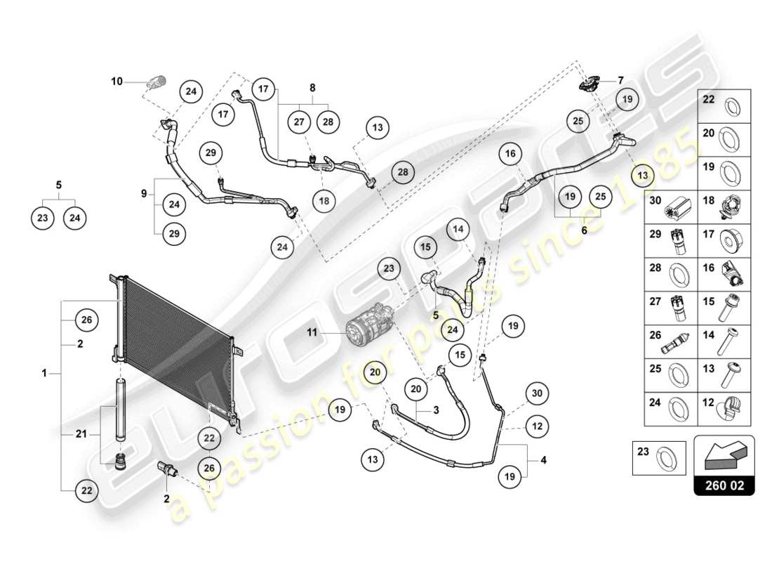 lamborghini urus (2019) a/c condenser part diagram