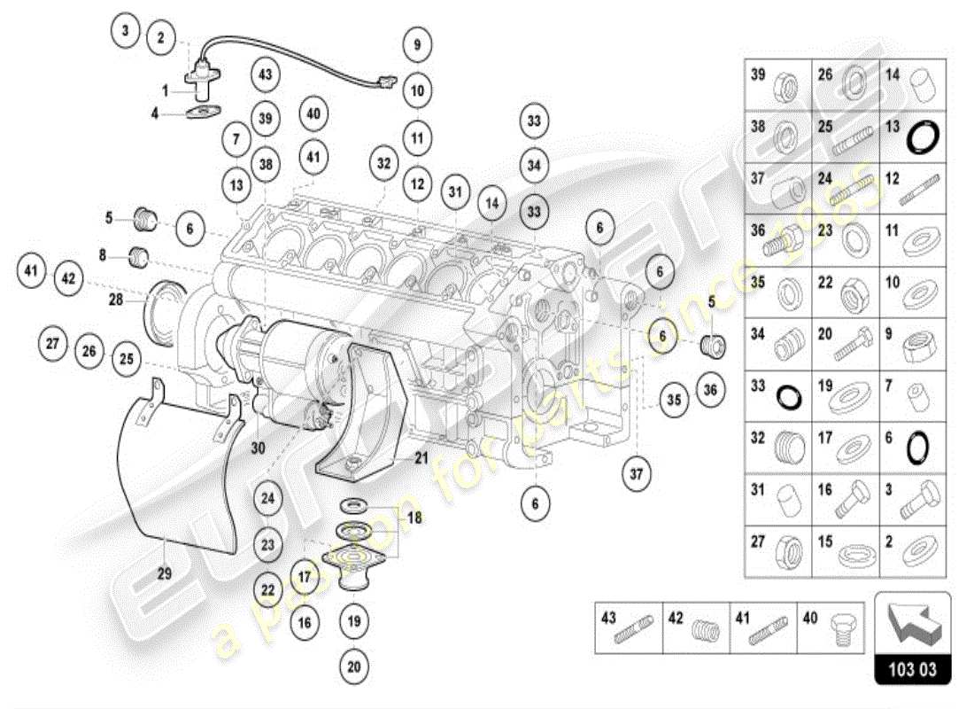 lamborghini diablo vt (1999) engine block part diagram