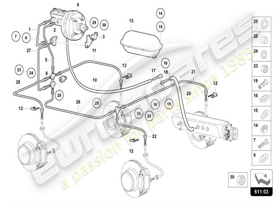 lamborghini diablo vt (1997) vacuum pump for brake servo part diagram