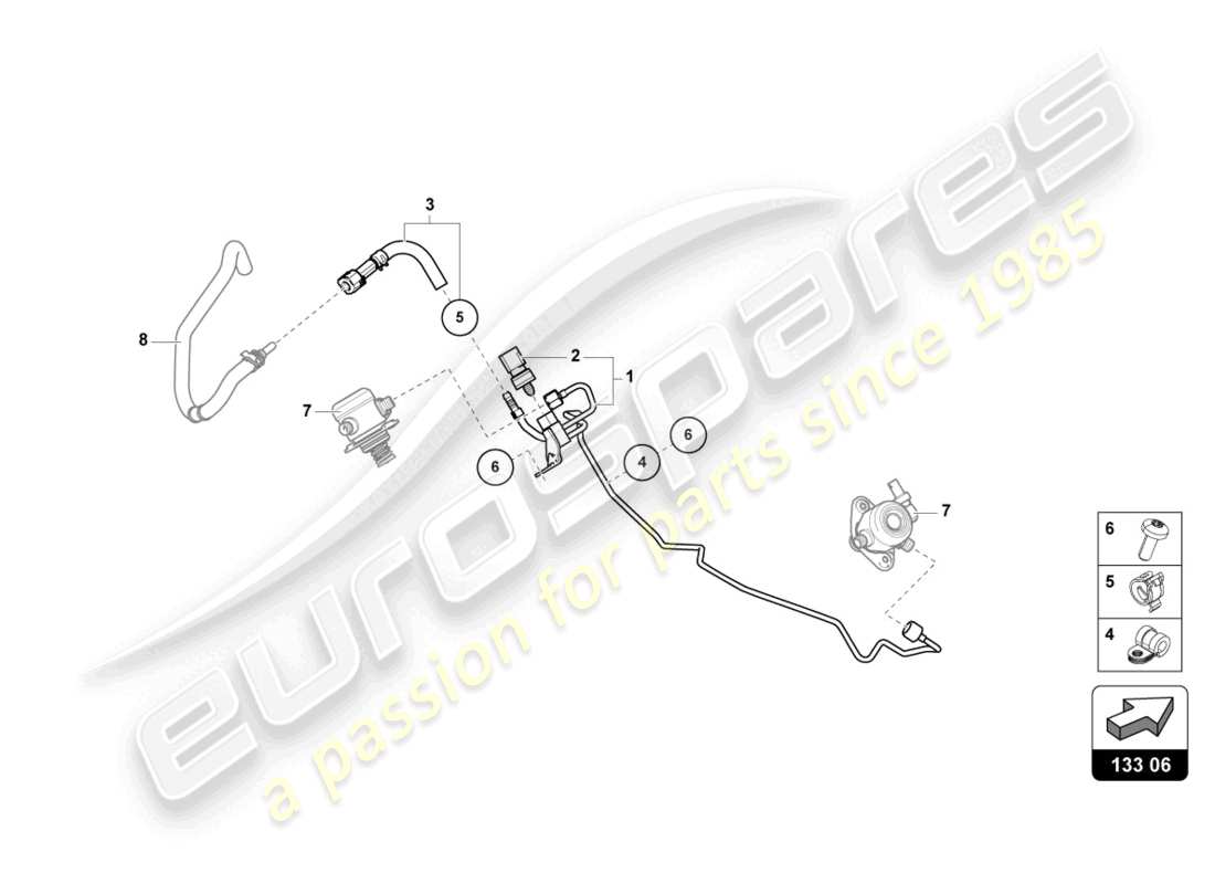 lamborghini urus (2022) fuel supply line part diagram