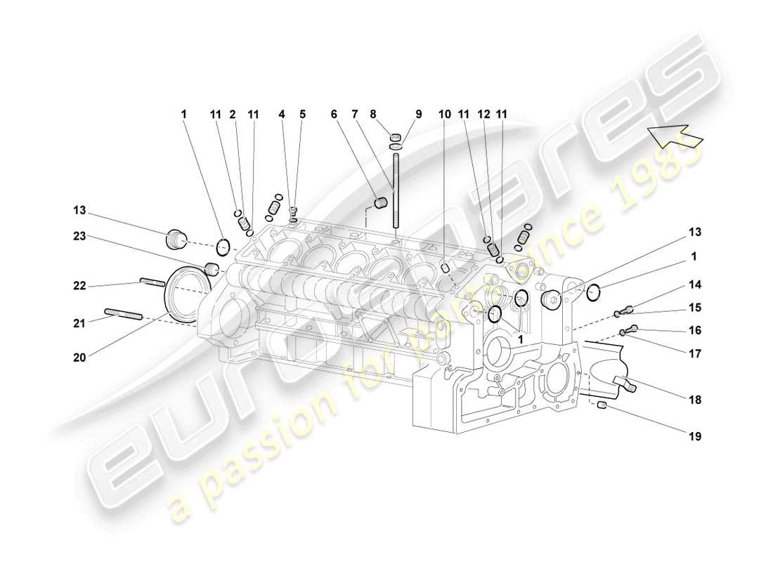 lamborghini lp640 roadster (2009) crankcase housing part diagram