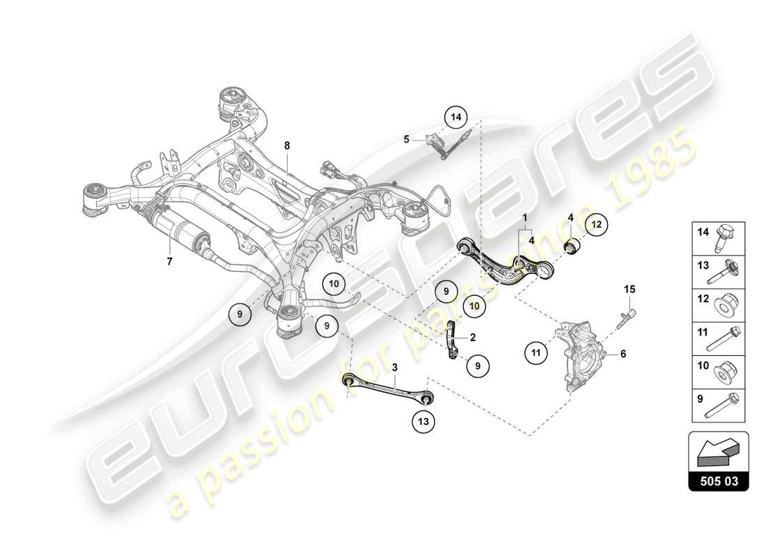 lamborghini urus (2019) suspension rear part diagram