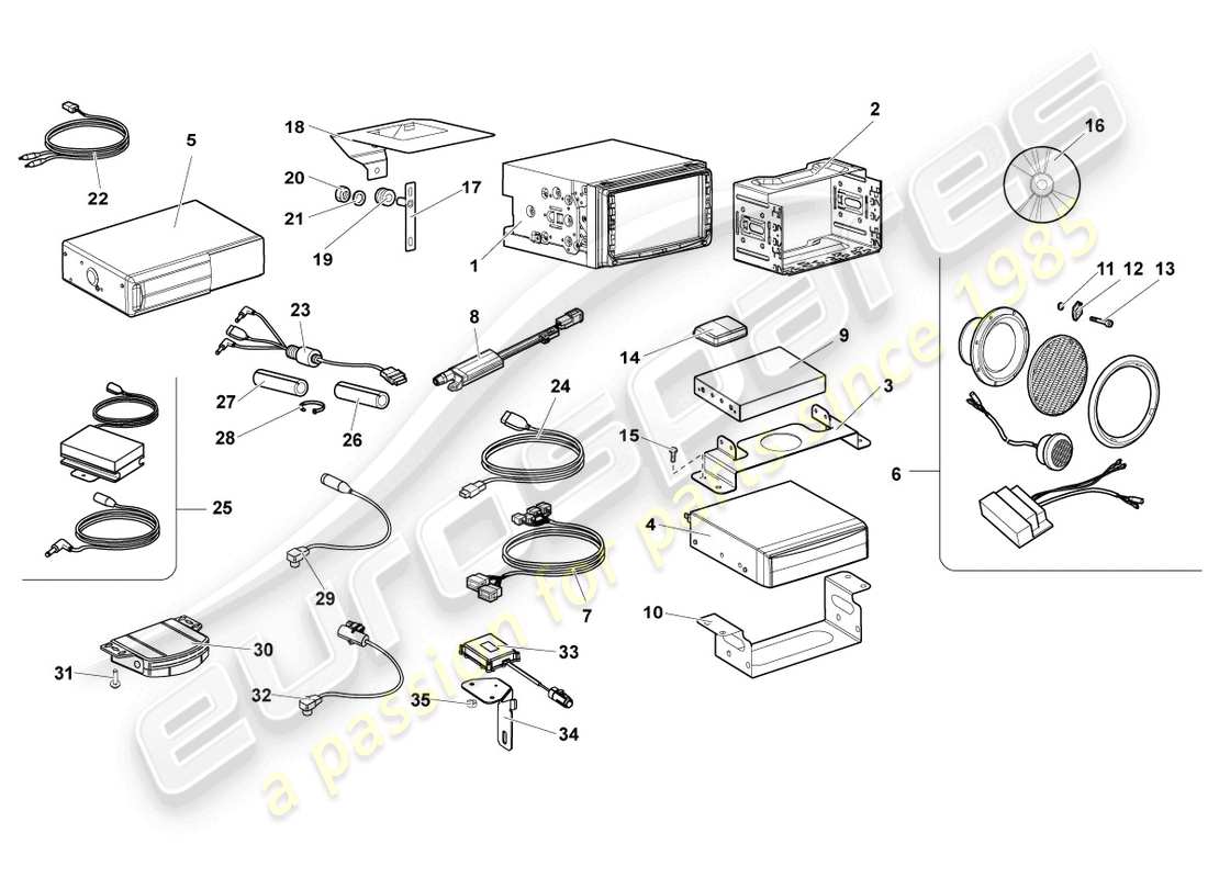 lamborghini lp640 roadster (2008) electrical parts for audio system part diagram