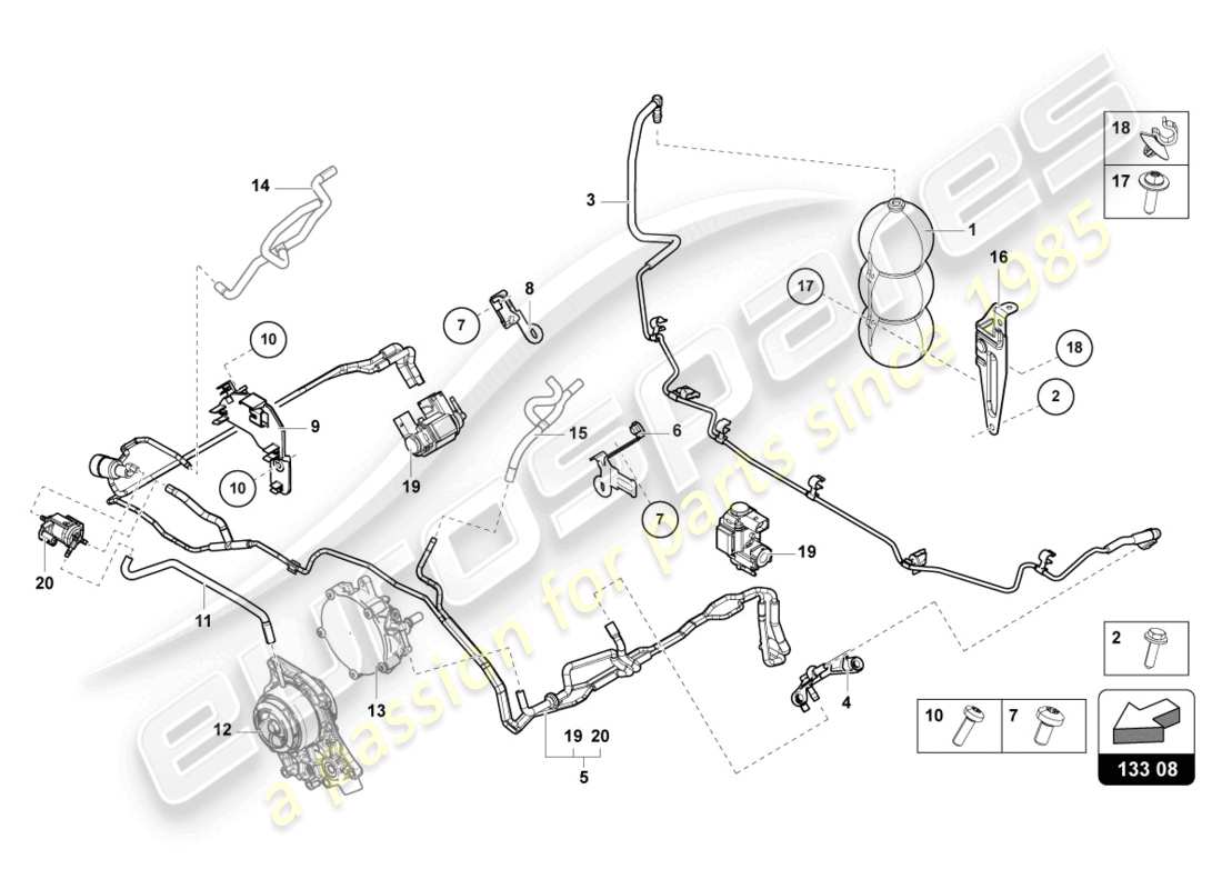 lamborghini urus (2022) vacuum system part diagram