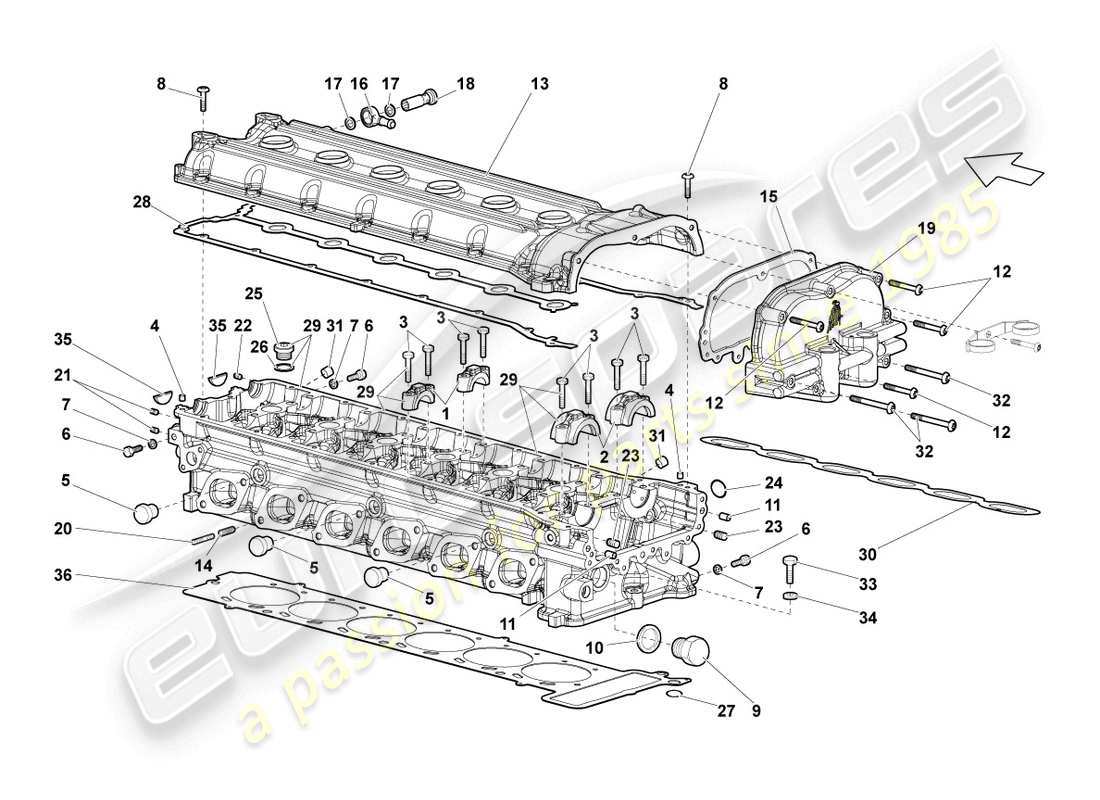 lamborghini lp640 coupe (2008) cylinder head right part diagram