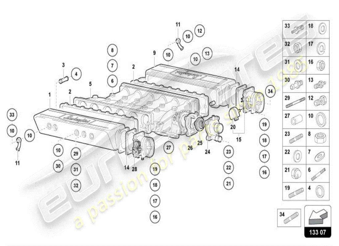 lamborghini diablo vt (1997) intake manifold part diagram