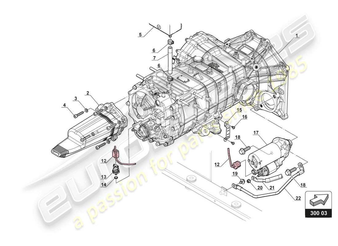 lamborghini gt3 (2017) gearbox oil pressure sensor and starter part diagram