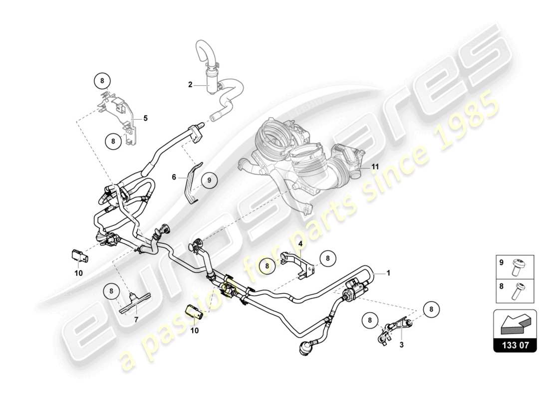 lamborghini urus (2022) fuel supply line 4.0 ltr. part diagram