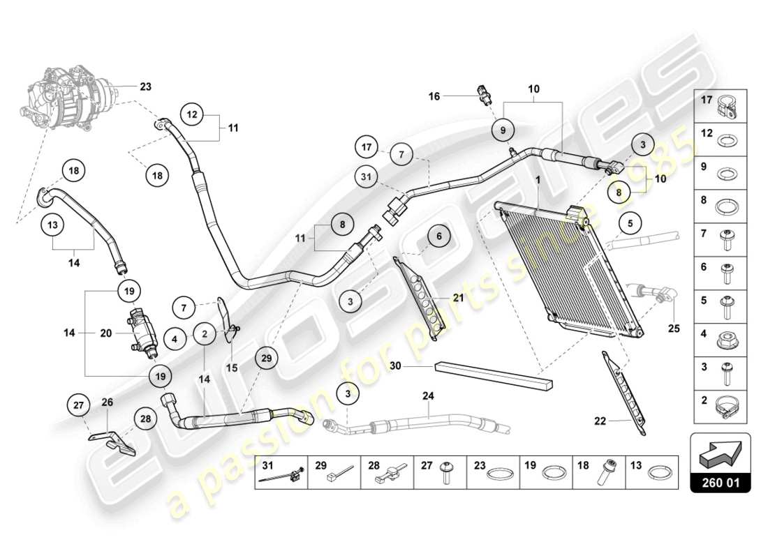 lamborghini sian roadster (2021) a/c condenser part diagram