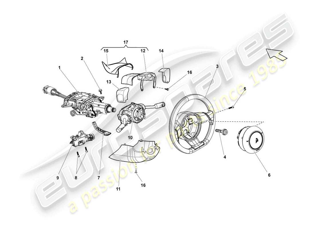 lamborghini lp550-2 spyder (2011) steering column part diagram