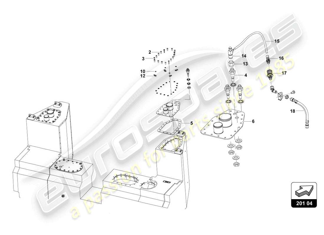 lamborghini super trofeo evo 2 (2022) fuel valves left side part diagram