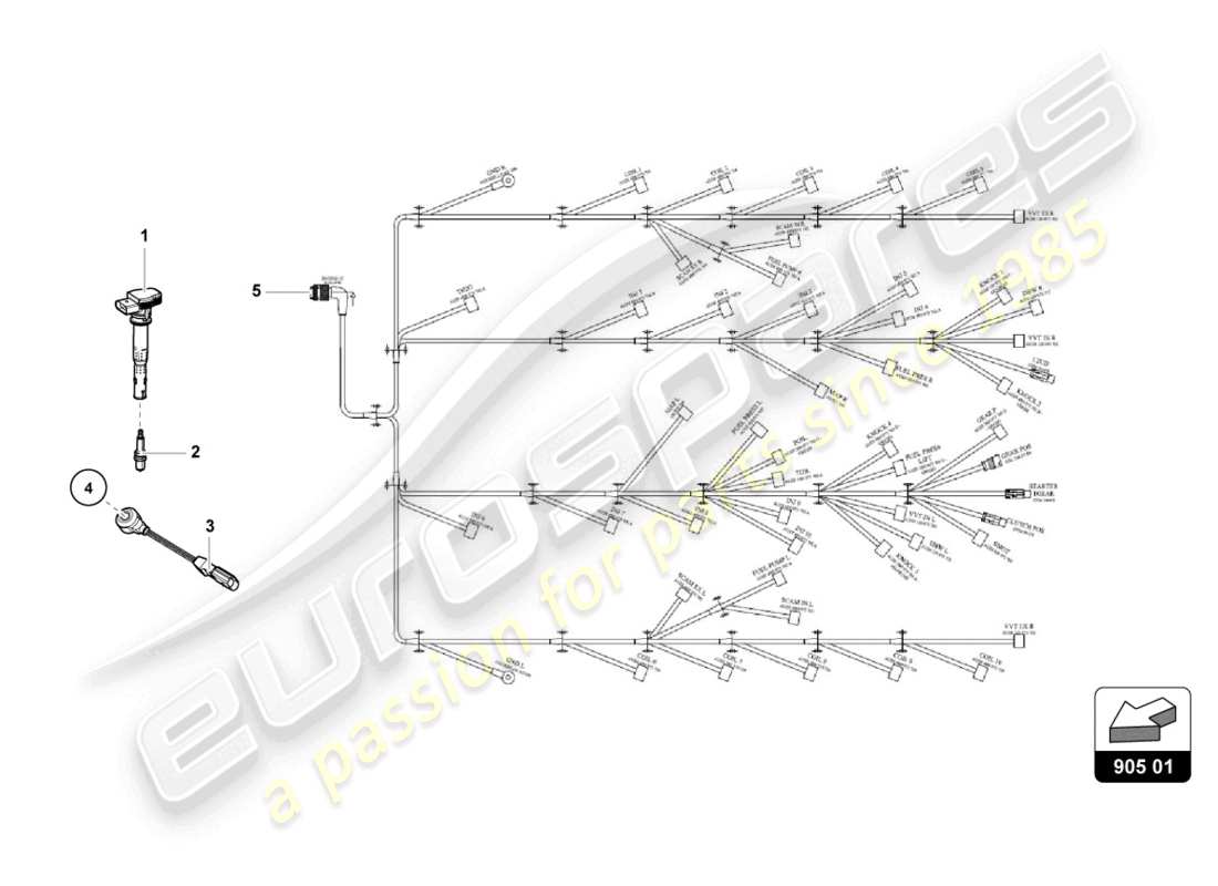 lamborghini super trofeo (2016) impianto di accensione part diagram