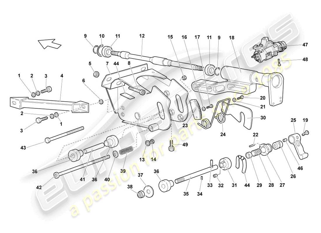 lamborghini lp640 coupe (2008) steering column part diagram