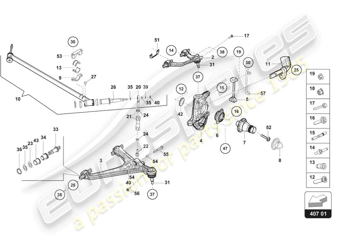 lamborghini super trofeo evo 2 (2022) front arms part diagram