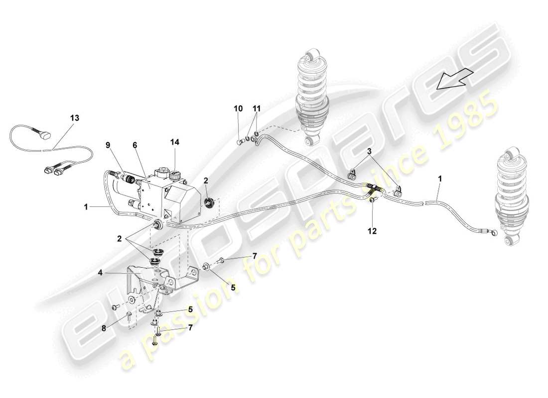 lamborghini lp550-2 spyder (2011) hydraulic system and fluid container with connect. pieces part diagram