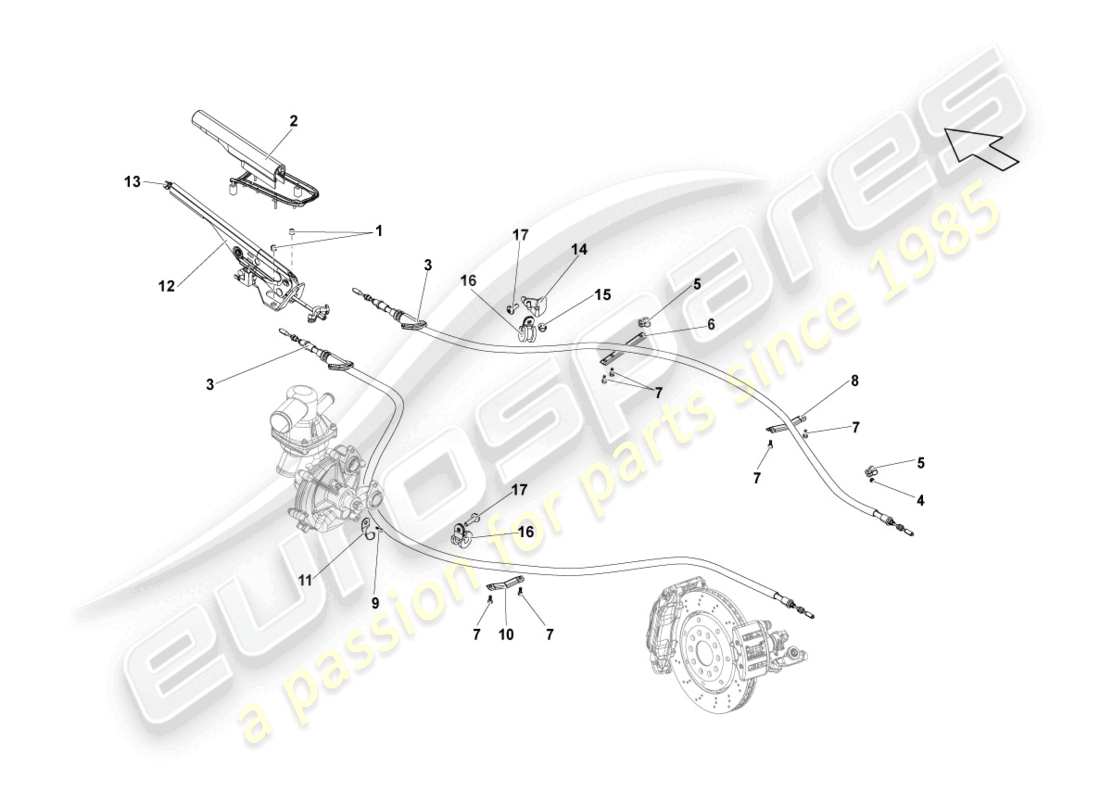 lamborghini gallardo spyder (2006) brake lever part diagram